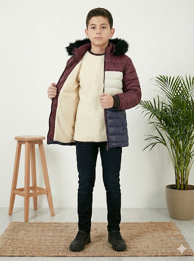 Winterjacke für Jungen mit Fellfutter 5147 - Bordeaux