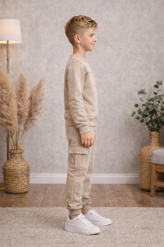 Jungen Schlafanzug 3-Faden Baumwolle 3125 - Beige