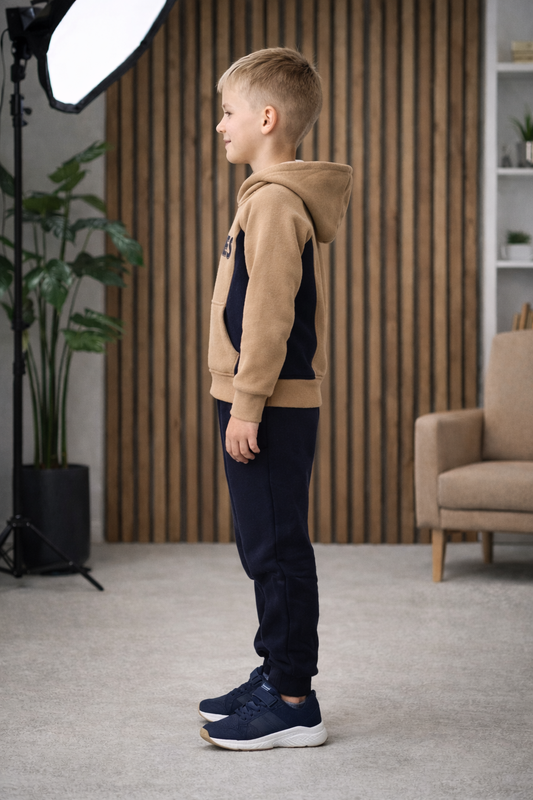 Jungen Pyjama-Set aus 3-Faden-Sweatstoff 3132 - Beige