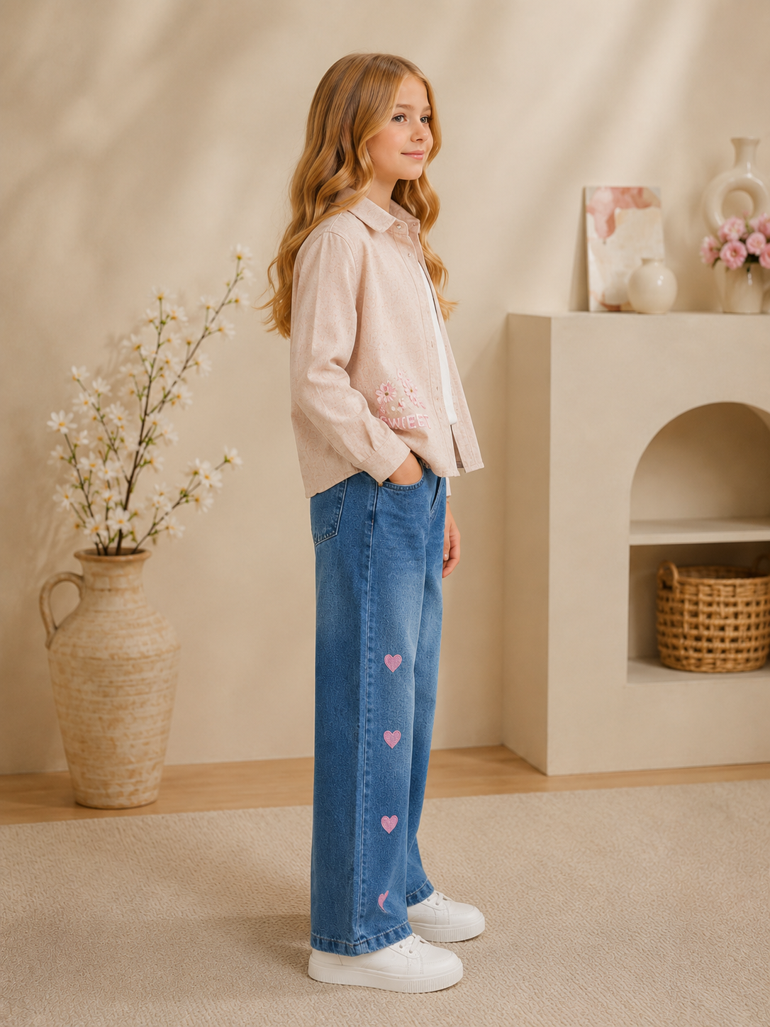 3543 طقم بناتي ناعورة - Rosa