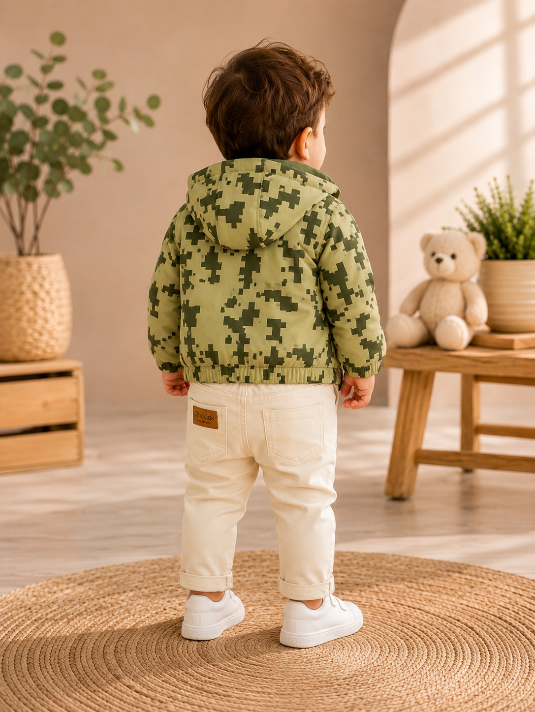 3568 طقم صبياني براشوت دومينو - Khaki