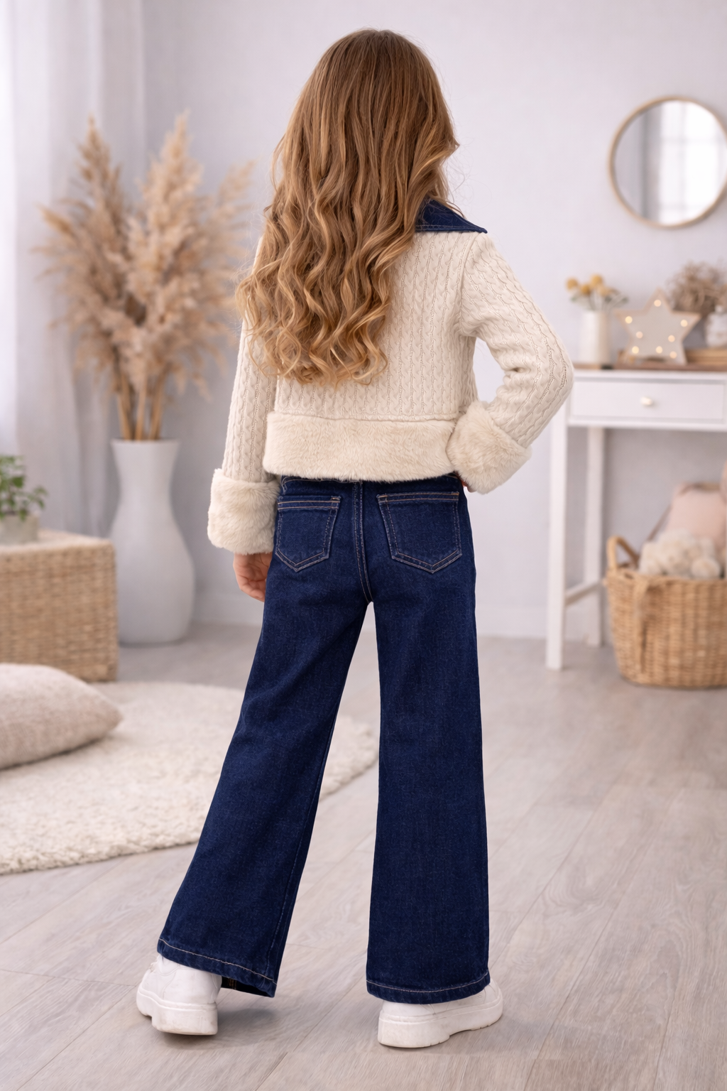Modisches 3-teiliges Jeans-Set für Mädchen 3528 - Mausgrau