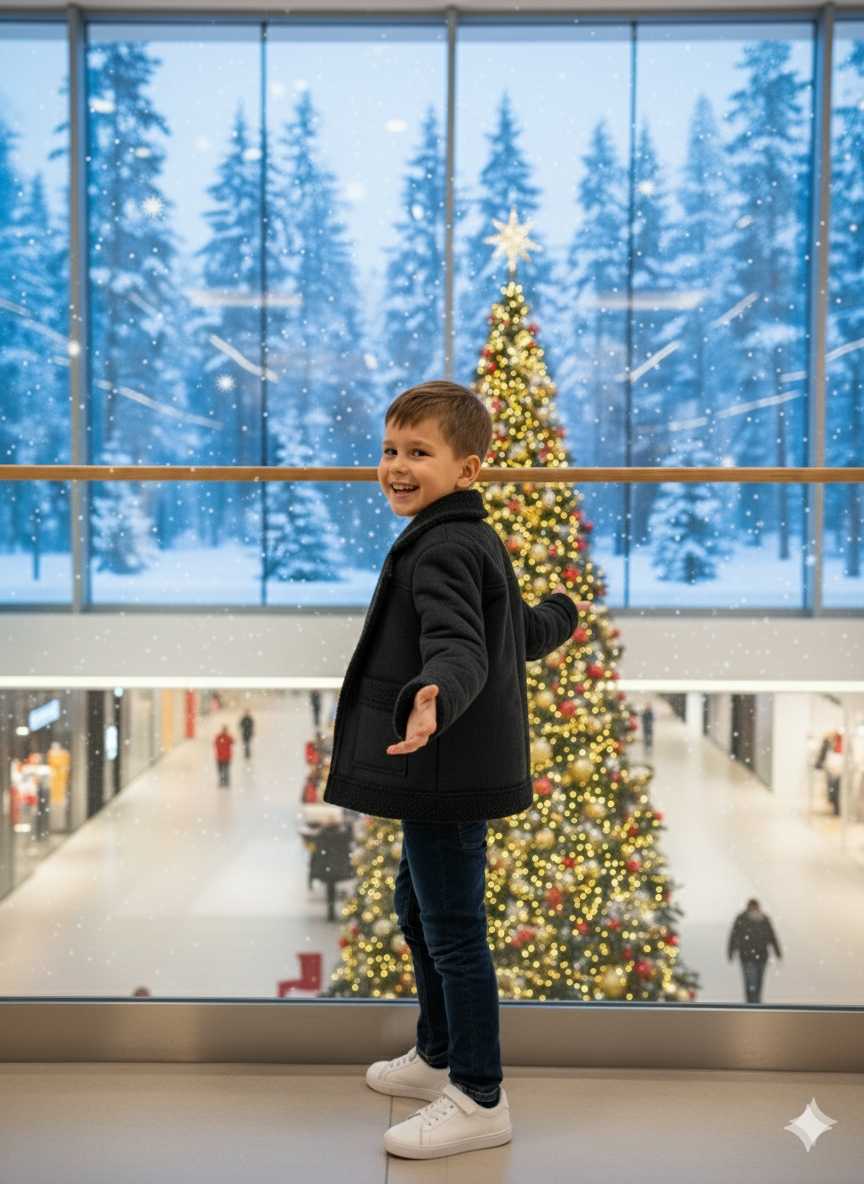 Klassische Kinderjacke mit Fellfutter 5117 - Schwarz