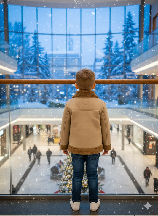 Klassische Kinderjacke mit Fellfutter 5117 - Beige