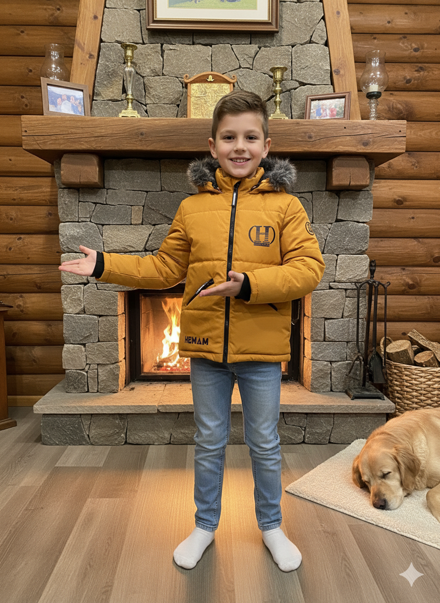 Winterjacke für Kinder mit weichem Plüschfutter 5107 - Gelb