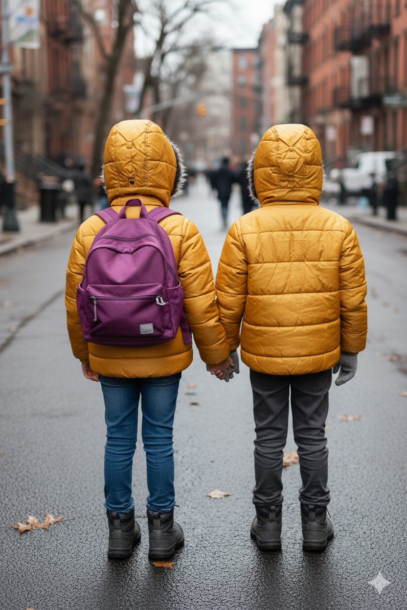 Mit Fell gefütterte Dacron-Pufferjacke für Kinder 5146 - Gelb