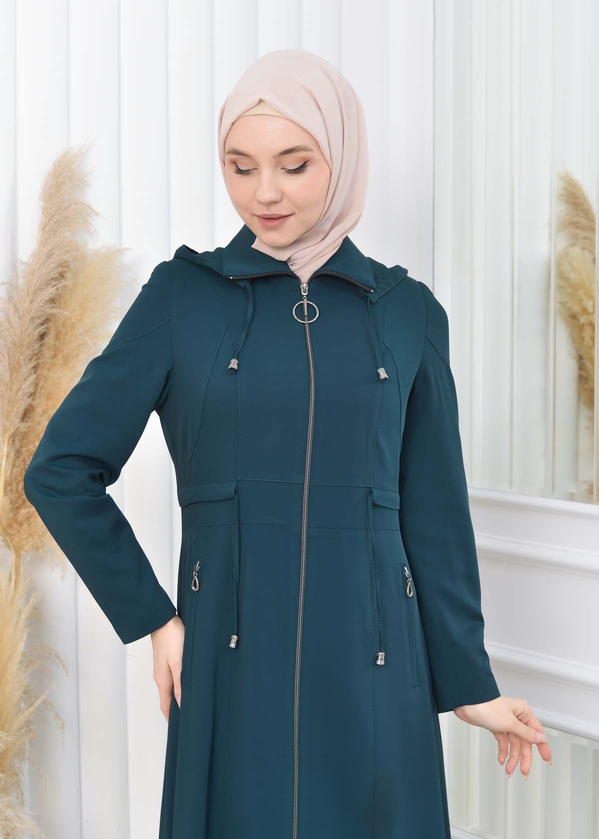 Damen Brada Frühlings-/Sommermantel mit Reißverschluss und Kapuze 1200 - Khaki