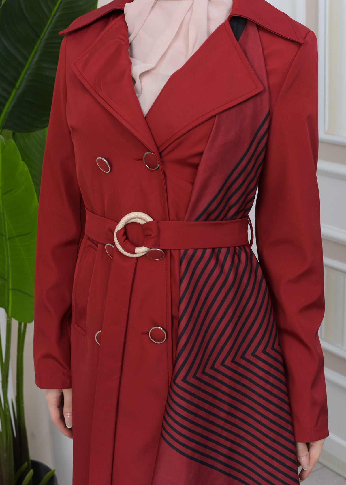 Wasserabweisender Parachute-Trenchcoat mit Satinfutter 1347 - Bordeaux