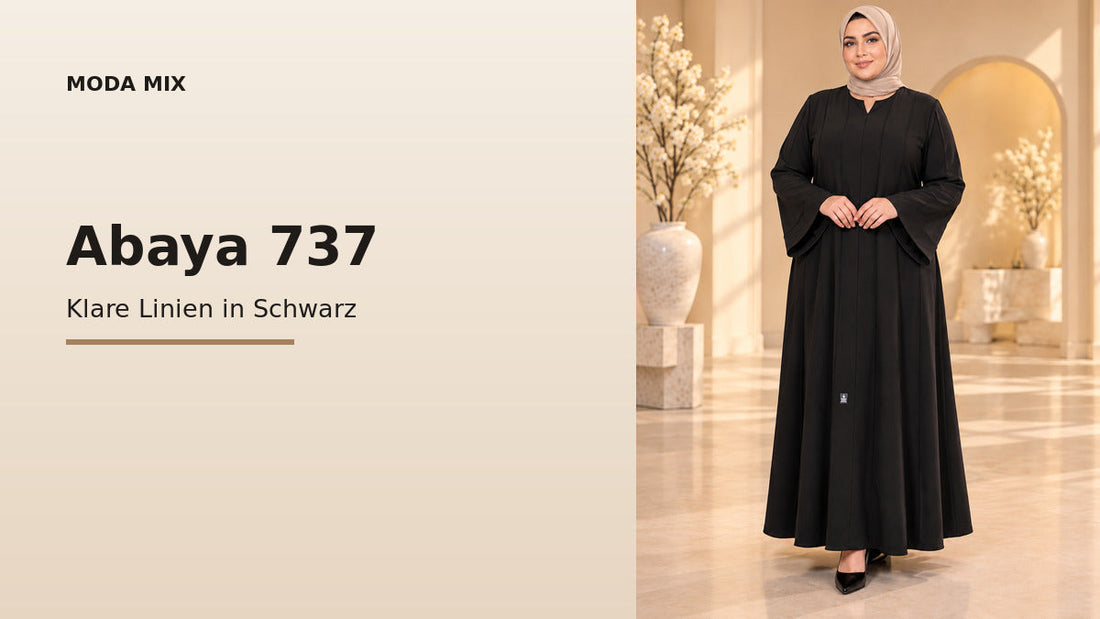 Abaya 737 in Schwarz mit Längsnähten und weiten Ärmeln