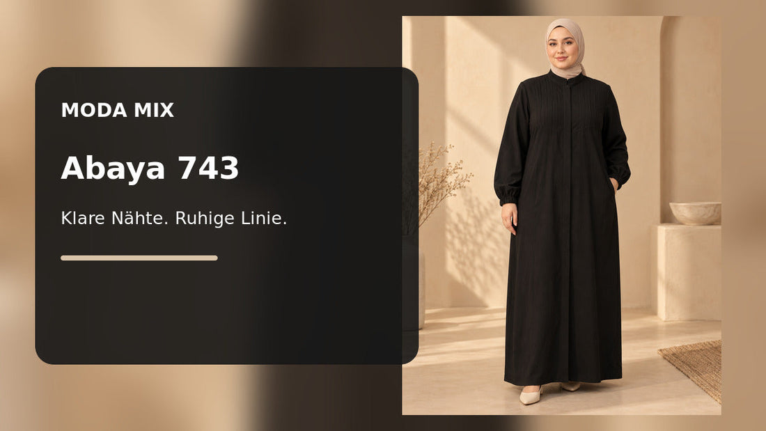 Schwarze Abaya 743 von Moda Mix mit vertikalen Brustnähten und elastischen Ärmelabschlüssen