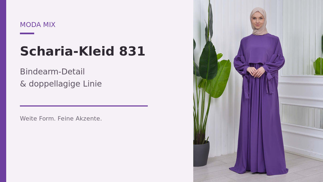 Scharia-Kleid 831 in Lila mit Bindearm-Detail und doppellagigem Brustdesign