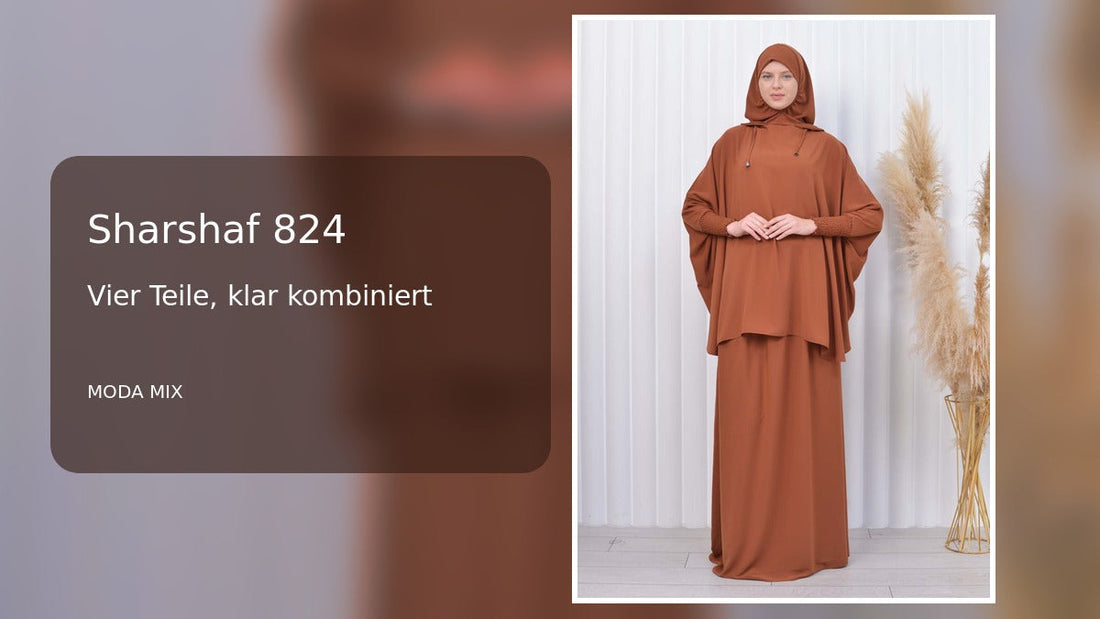 Sharshaf 824 in Cognac mit weitem Rock und Cape-Oberteil