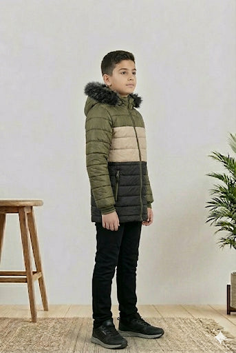 Winterjacke für Jungen mit Fellfutter 5147 - Dunkelgrün