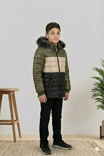 Winterjacke für Jungen mit Fellfutter 5147 - Dunkelgrün