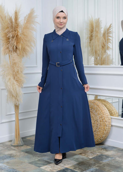 Manto aus Petek-Stoff mit Satinfutter 242 - Dunkelblau