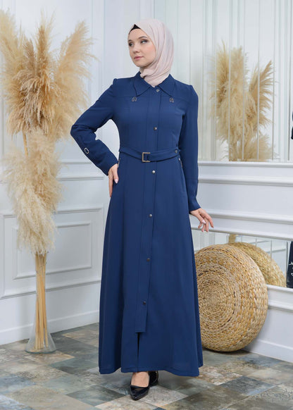 Manto aus Petek-Stoff mit Satinfutter 242 - Dunkelblau