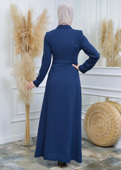 Manto aus Petek-Stoff mit Satinfutter 242 - Dunkelblau