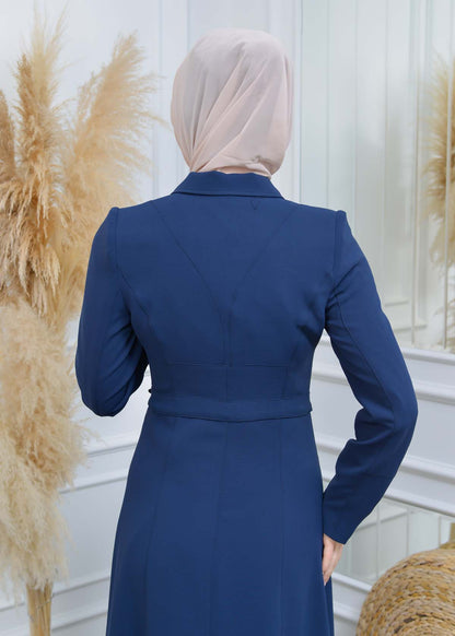 Manto aus Petek-Stoff mit Satinfutter 242 - Dunkelblau