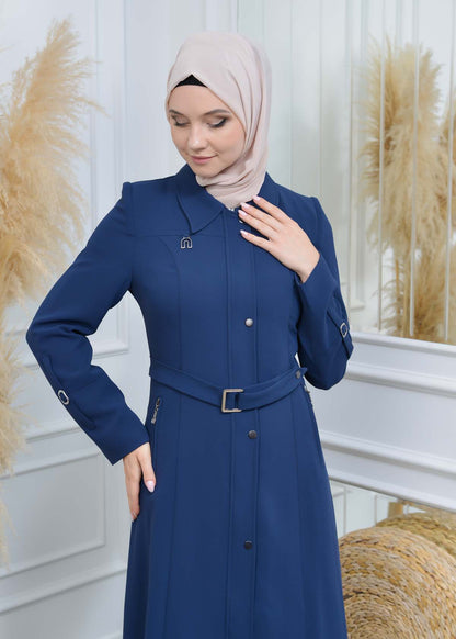 Manto aus Petek-Stoff mit Satinfutter 242 - Dunkelblau