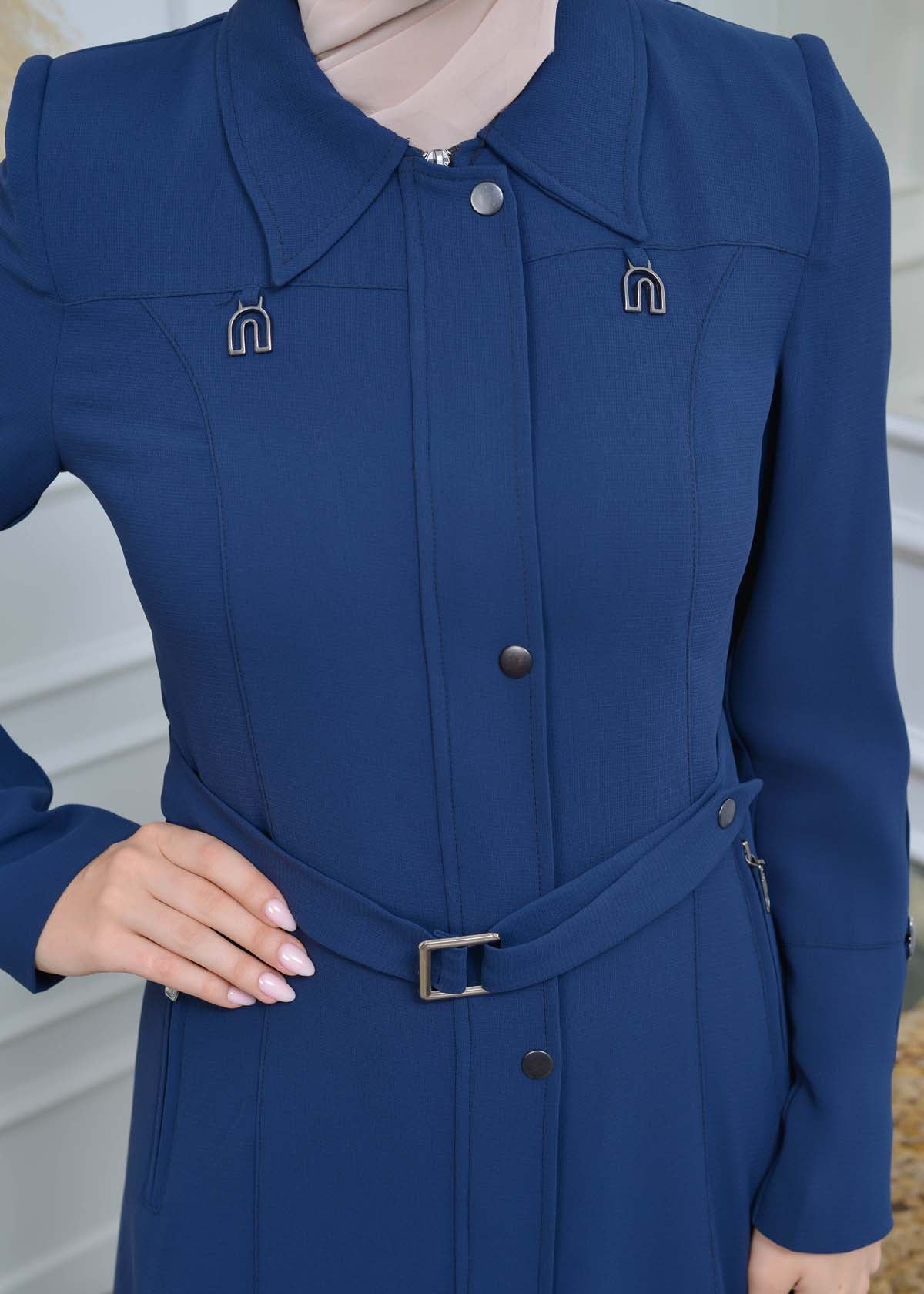 Manto aus Petek-Stoff mit Satinfutter 242 - Dunkelblau