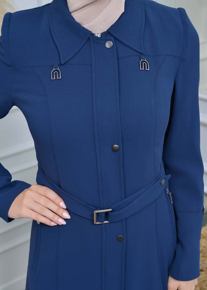 Manto aus Petek-Stoff mit Satinfutter 242 - Dunkelblau