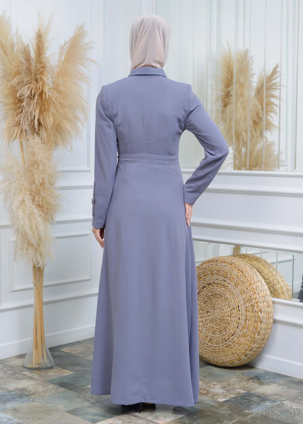 Manto aus Petek-Stoff mit Satinfutter 242 - Grau