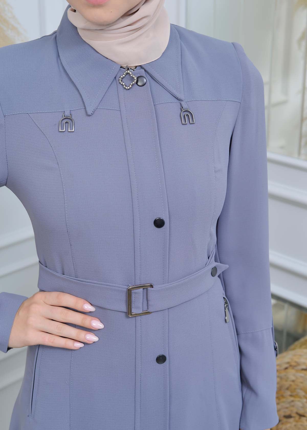 Manto aus Petek-Stoff mit Satinfutter 242 - Grau