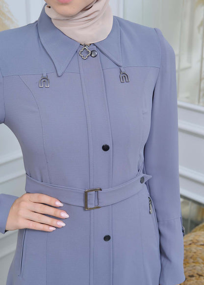 Manto aus Petek-Stoff mit Satinfutter 242 - Grau