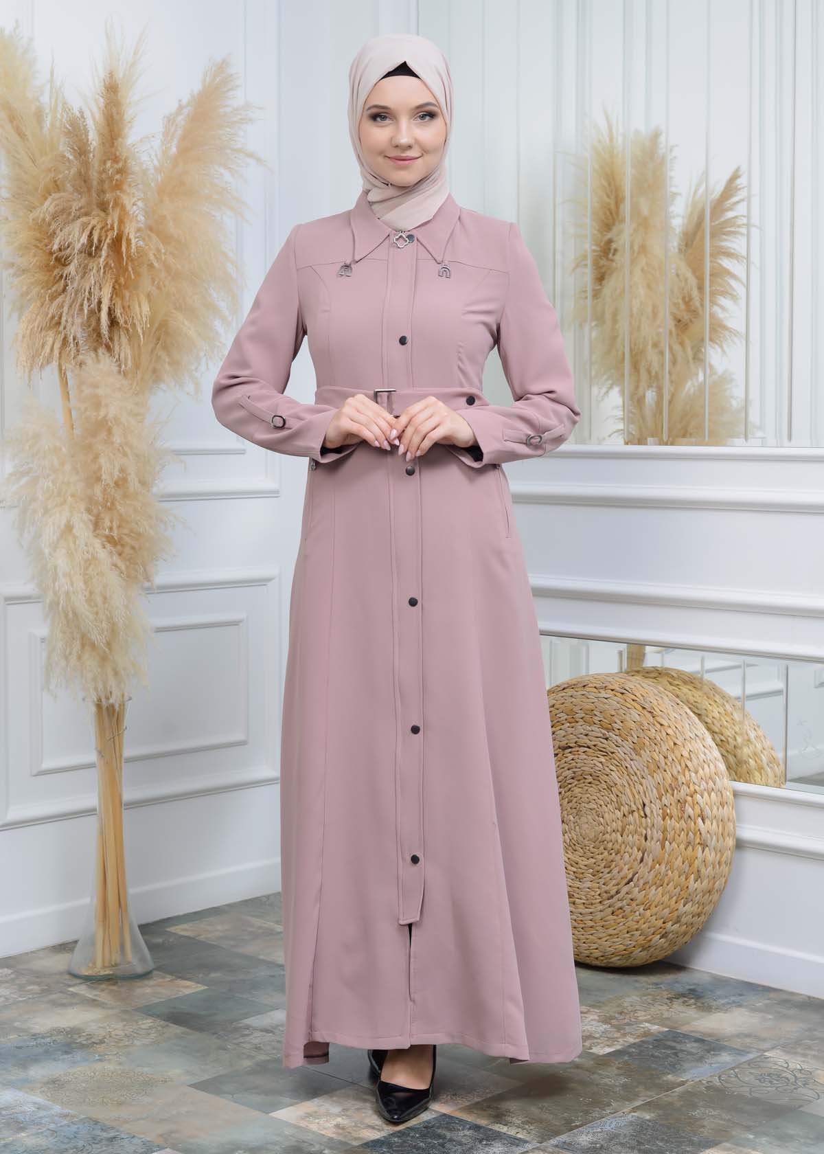 Manto aus Petek-Stoff mit Satinfutter 242 - Rosa