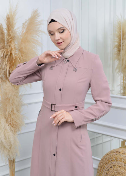 Manto aus Petek-Stoff mit Satinfutter 242 - Rosa