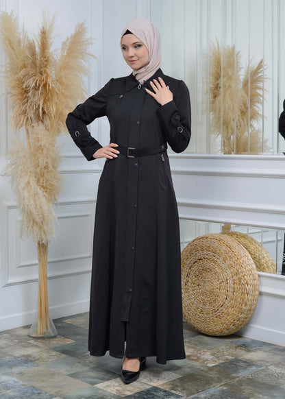 Manto aus Petek-Stoff mit Satinfutter 242 - Schwarz