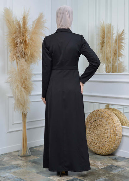 Manto aus Petek-Stoff mit Satinfutter 242 - Schwarz