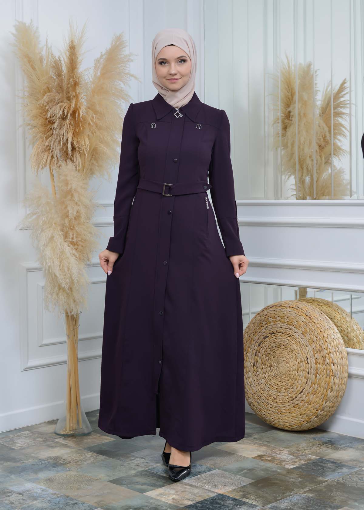 Manto aus Petek-Stoff mit Satinfutter 242 - Lila