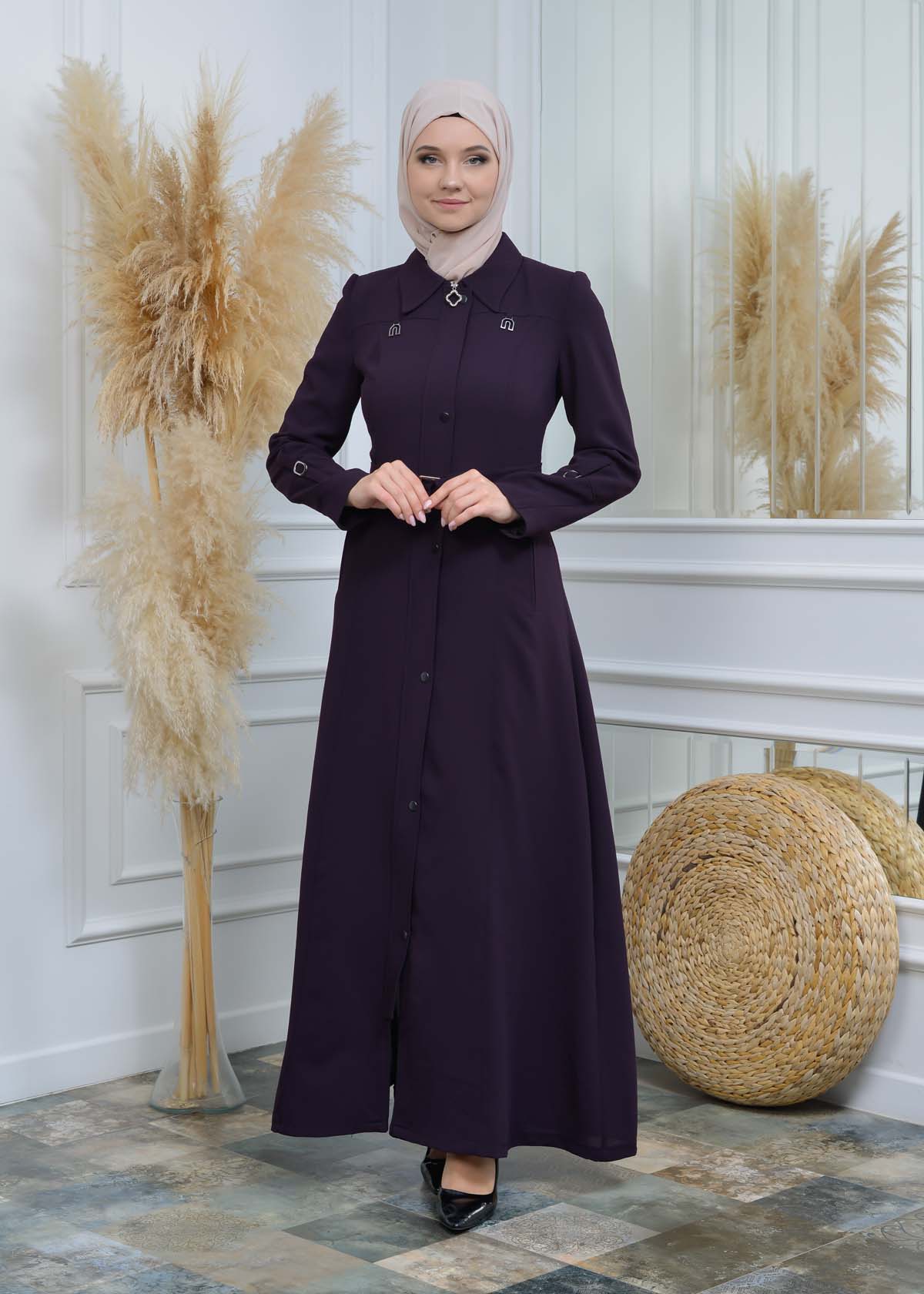 Manto aus Petek-Stoff mit Satinfutter 242 - Lila