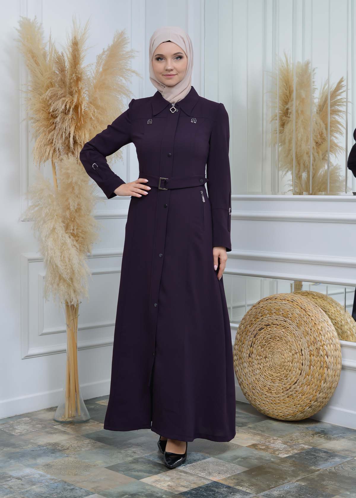 Manto aus Petek-Stoff mit Satinfutter 242 - Lila