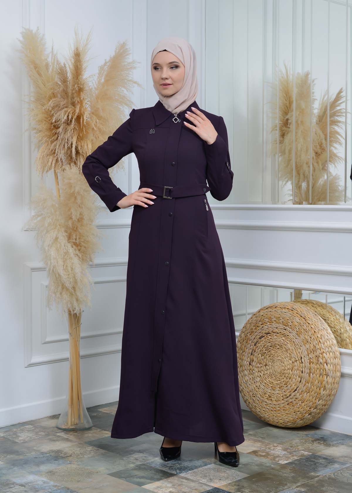 Manto aus Petek-Stoff mit Satinfutter 242 - Lila