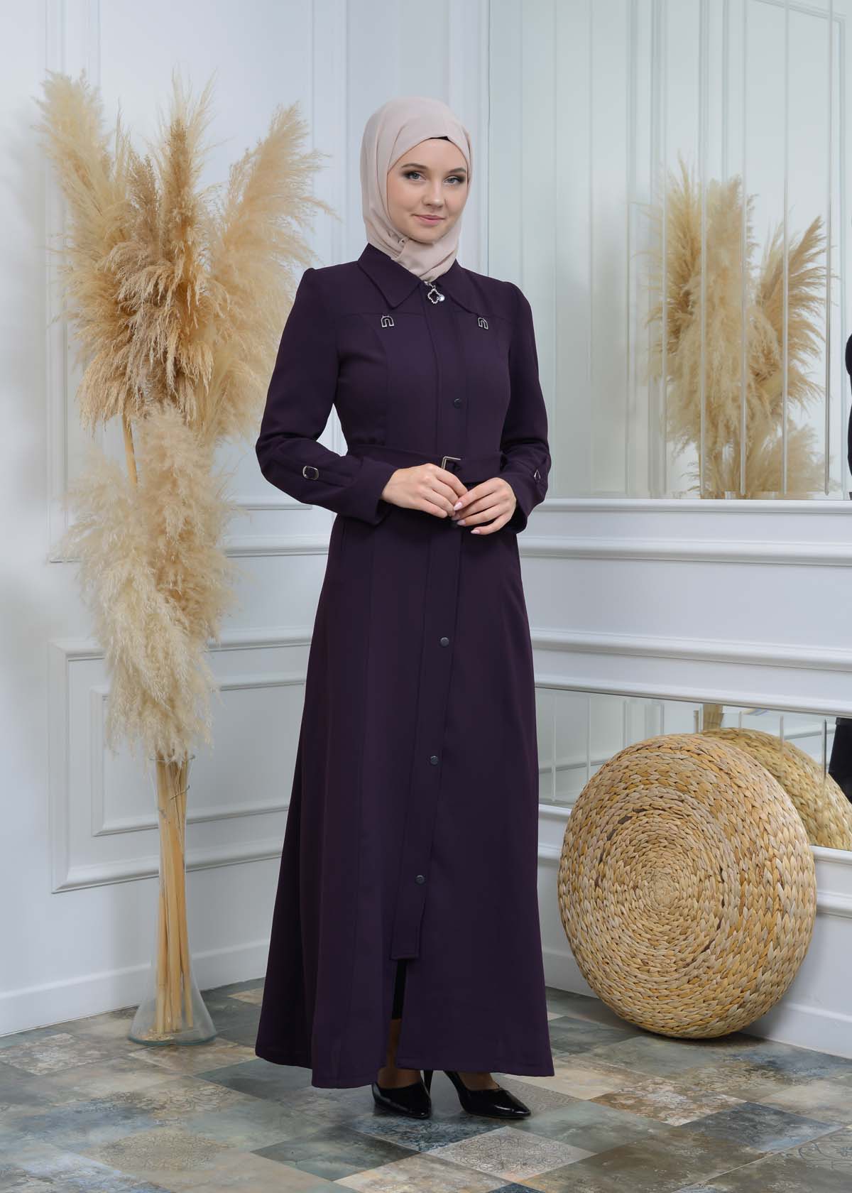 Manto aus Petek-Stoff mit Satinfutter 242 - Lila