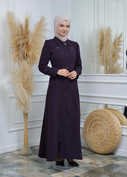 Manto aus Petek-Stoff mit Satinfutter 242 - Lila