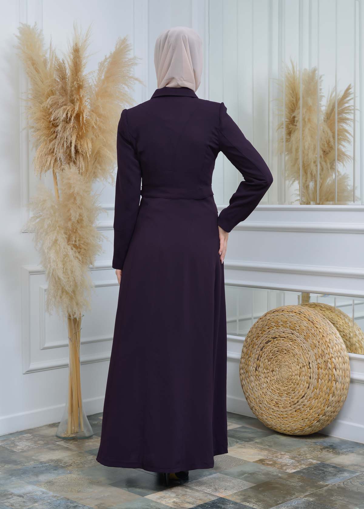 Manto aus Petek-Stoff mit Satinfutter 242 - Lila