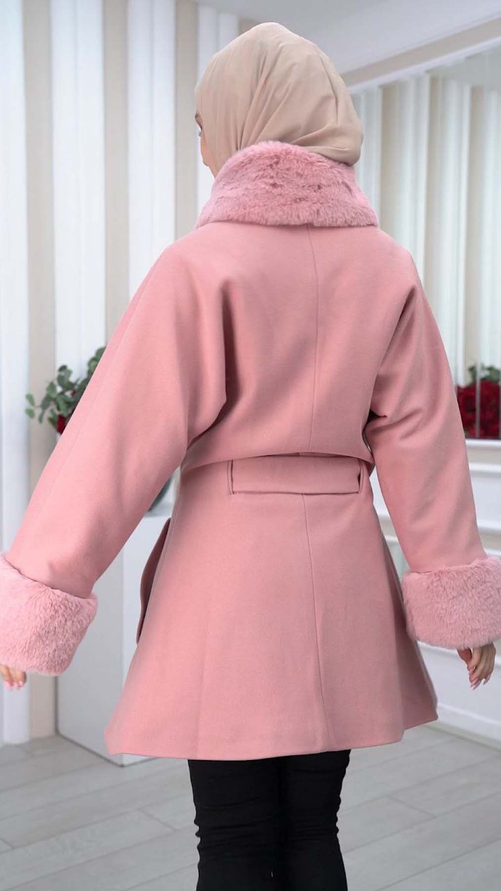 Jokh-Jacke mit abnehmbarem Pelzkragen 1335 - Rosa