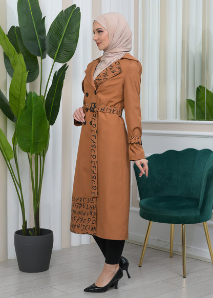 Regenfester Fallschirm-Trenchcoat mit Satinfutter 1342 - Cognac