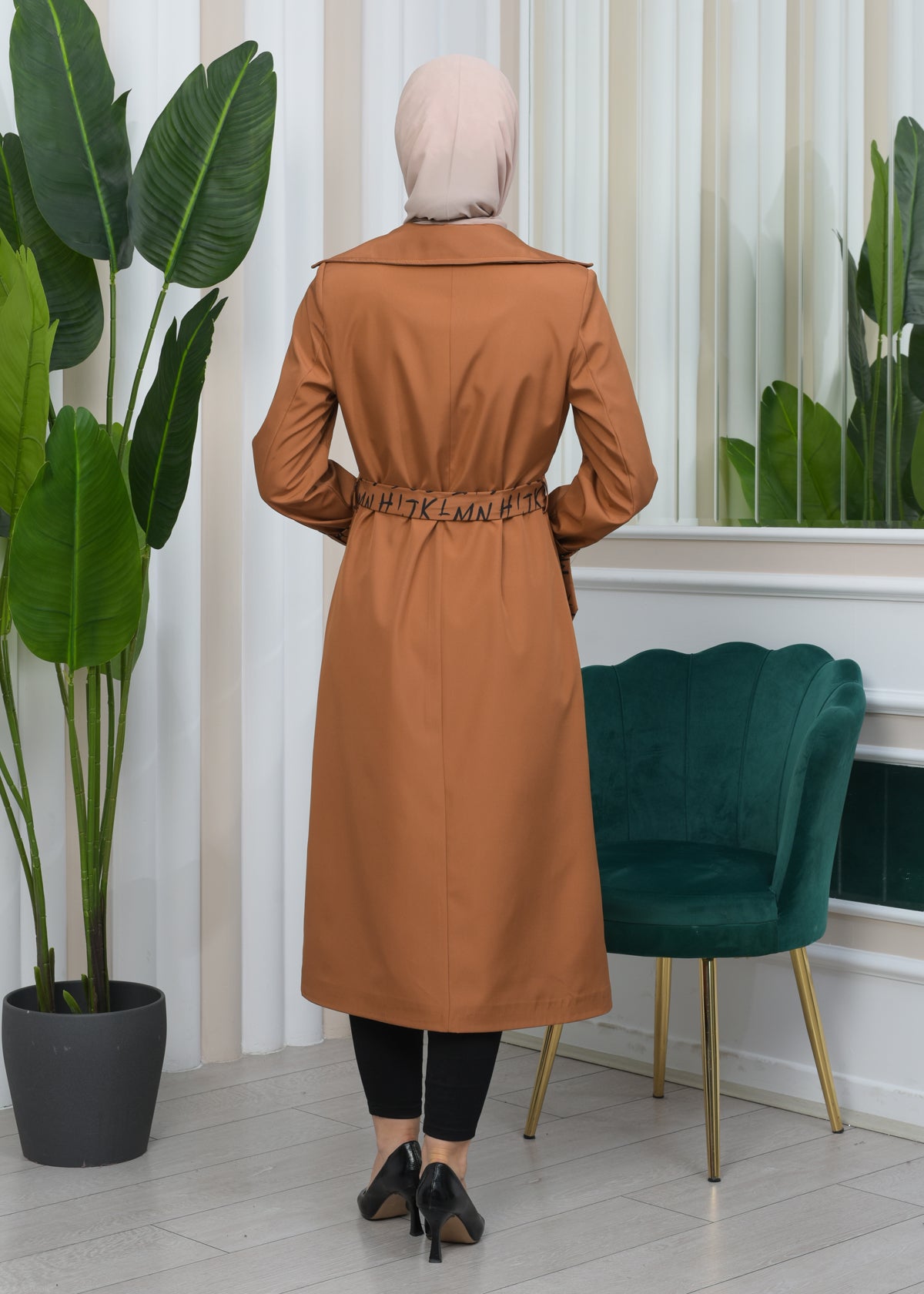 Regenfester Fallschirm-Trenchcoat mit Satinfutter 1342 - Cognac