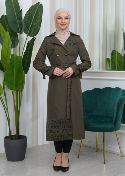 Regenfester Fallschirm-Trenchcoat mit Satinfutter 1342 - Khaki