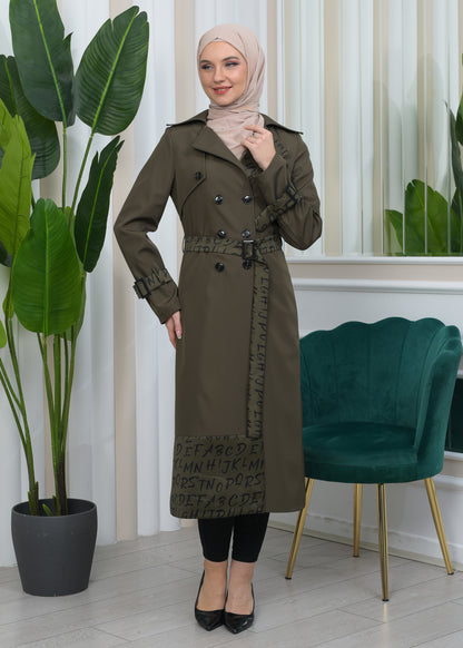 Regenfester Fallschirm-Trenchcoat mit Satinfutter 1342 - Khaki