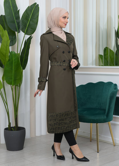 Regenfester Fallschirm-Trenchcoat mit Satinfutter 1342 - Khaki