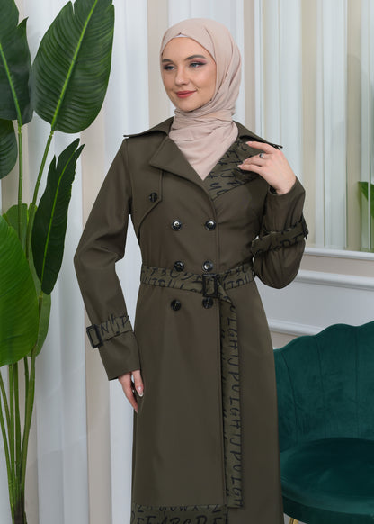 Regenfester Fallschirm-Trenchcoat mit Satinfutter 1342 - Khaki