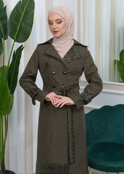 Regenfester Fallschirm-Trenchcoat mit Satinfutter 1342 - Khaki