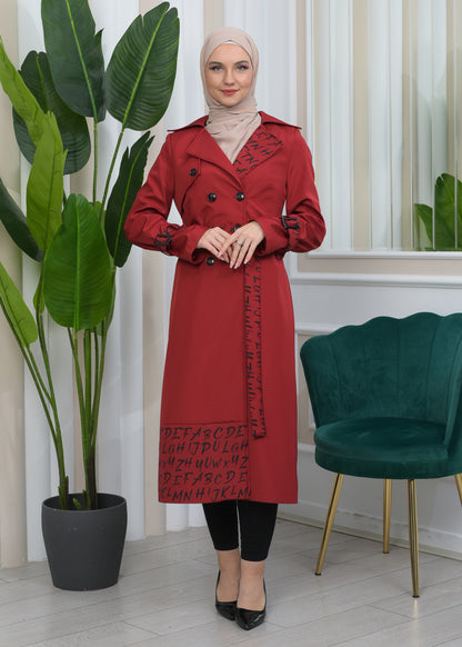 Regenfester Fallschirm-Trenchcoat mit Satinfutter 1342 - Bordeaux