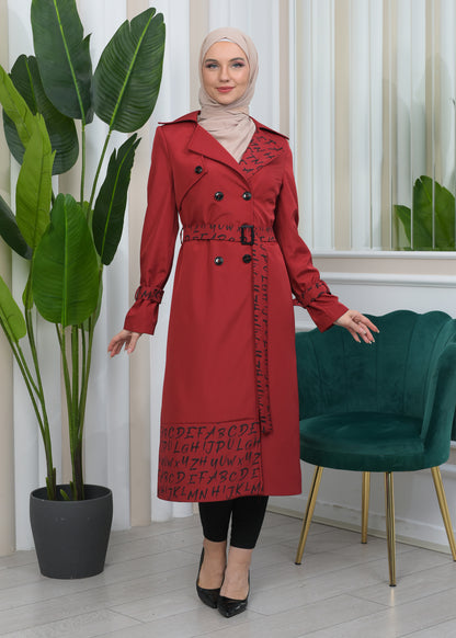 Regenfester Fallschirm-Trenchcoat mit Satinfutter 1342 - Bordeaux