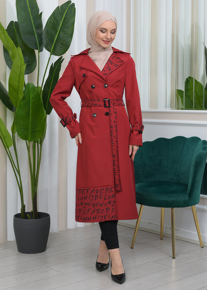 Regenfester Fallschirm-Trenchcoat mit Satinfutter 1342 - Bordeaux